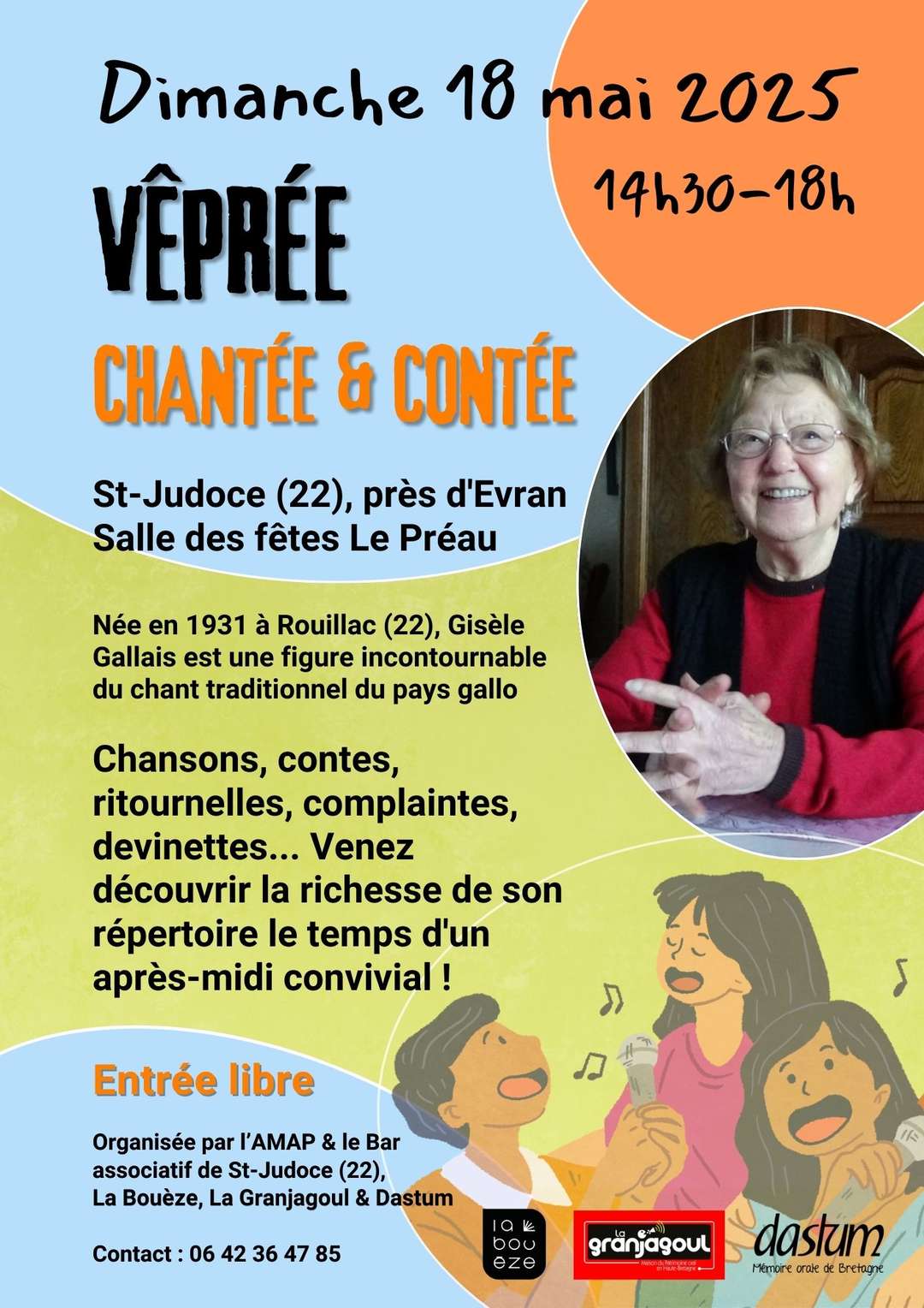 Vêprée chantée et contée autour du répertoire de Gisèle Gallais - Dimanche 18 mai 2025