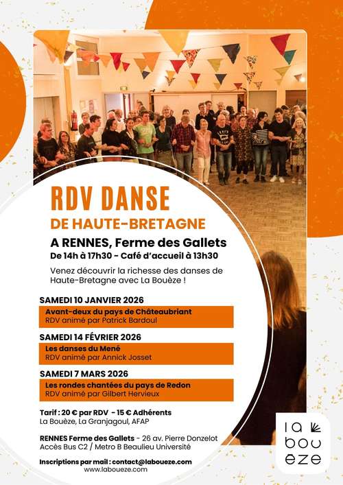 Prochain RDV Danse de Haute-Bretagne le samedi 14 février 2026