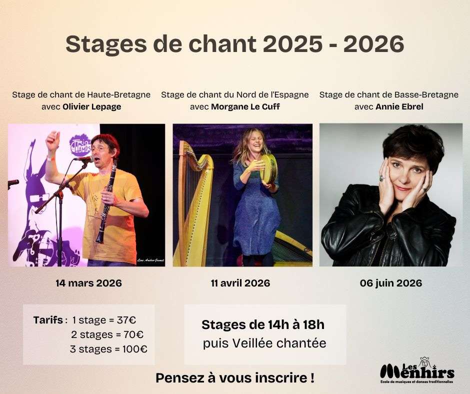 Stages de chant traditionnel et veillées à l'école de musique Les Menhirs